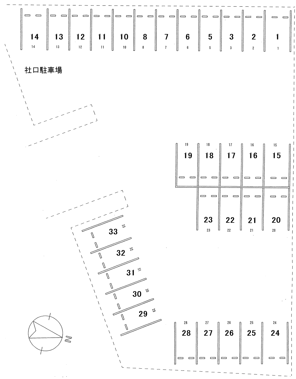 社口駐車場の駐車配置図
