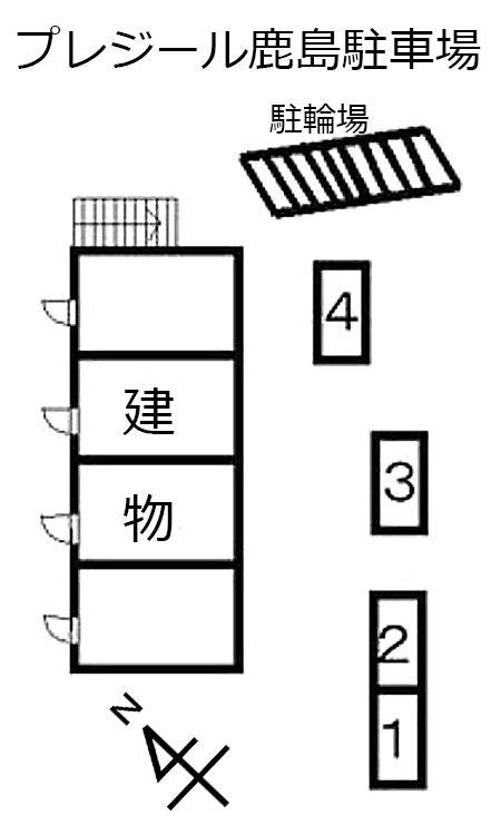 プレジール鹿島駐車場の駐車配置図