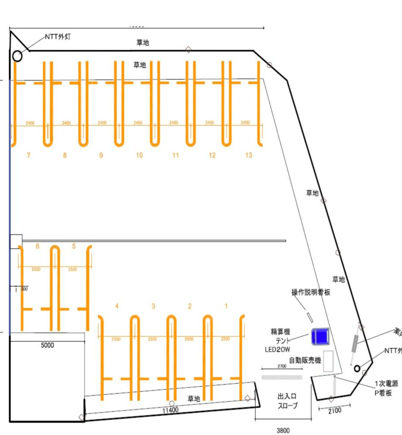 行田忍第1駐車場の駐車配置図