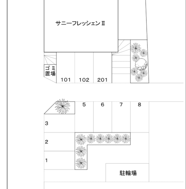 サニーフレッシェンⅡの駐車配置図