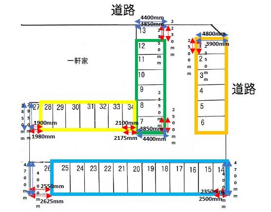 桜田Nパーキングの駐車配置図