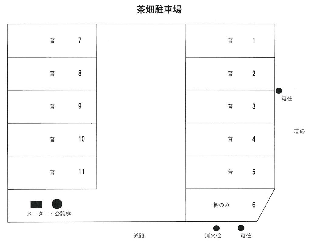 茶畑1丁目第2駐車場の駐車配置図