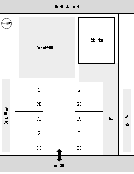 桜川6丁目藤林駐車場の駐車配置図