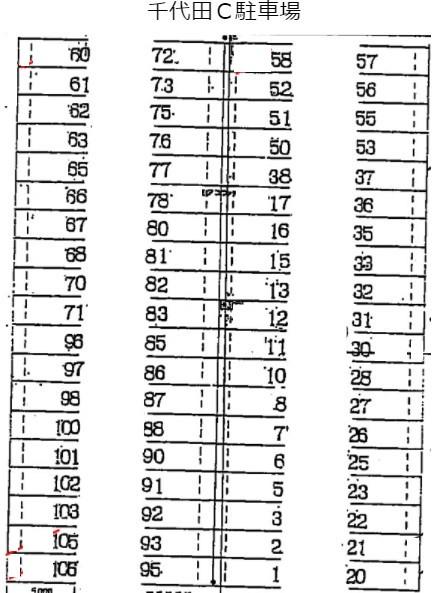 千代田C駐車場の駐車配置図