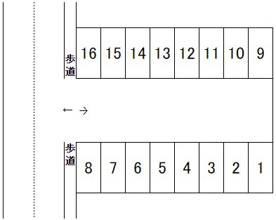 さつき第2有料駐車場の駐車配置図