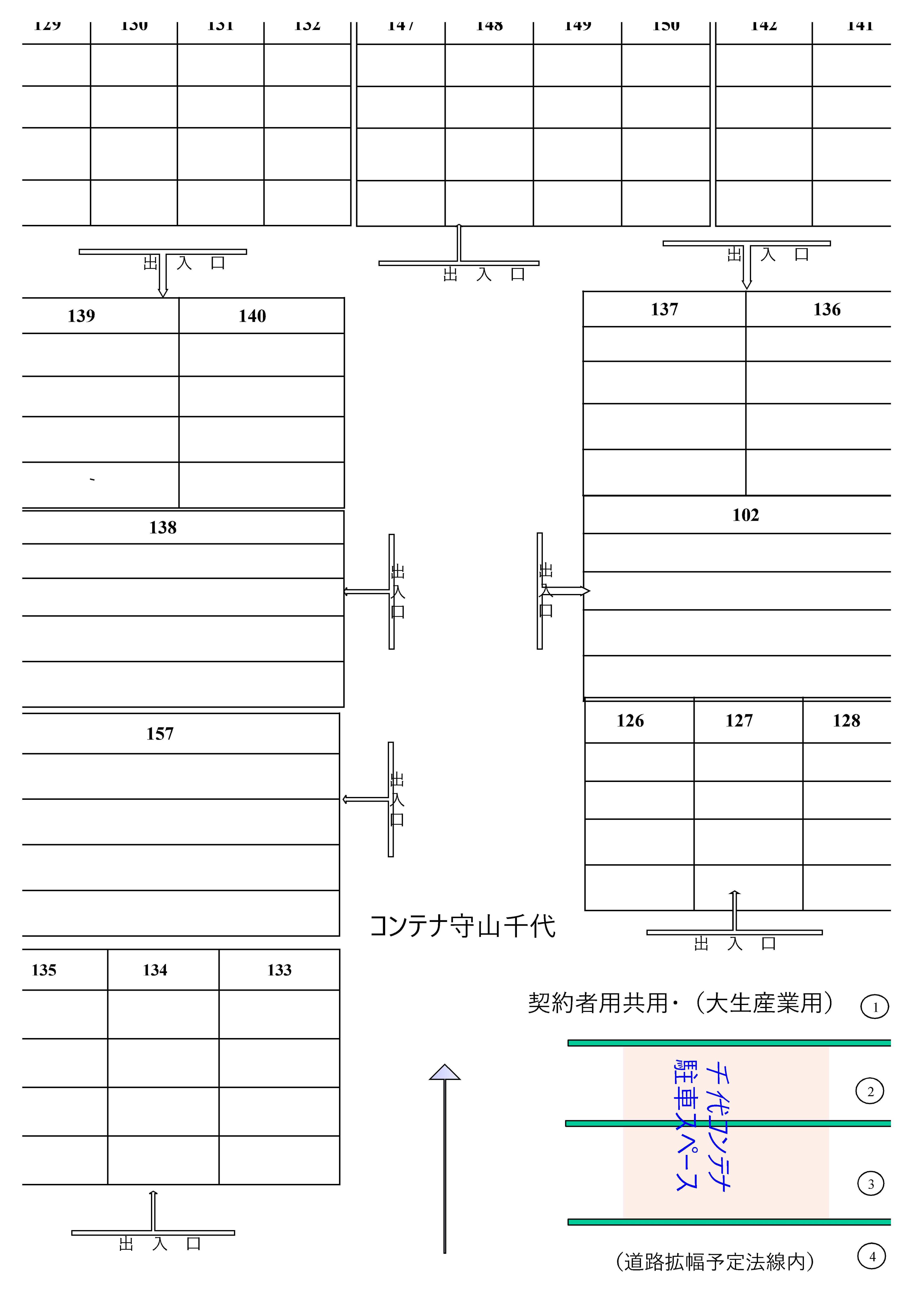 コンテナ守山千代駐車場の駐車配置図