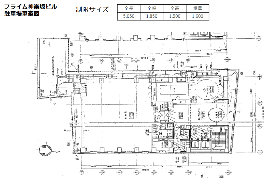 DOPARK プライム神楽坂ビルの駐車配置図
