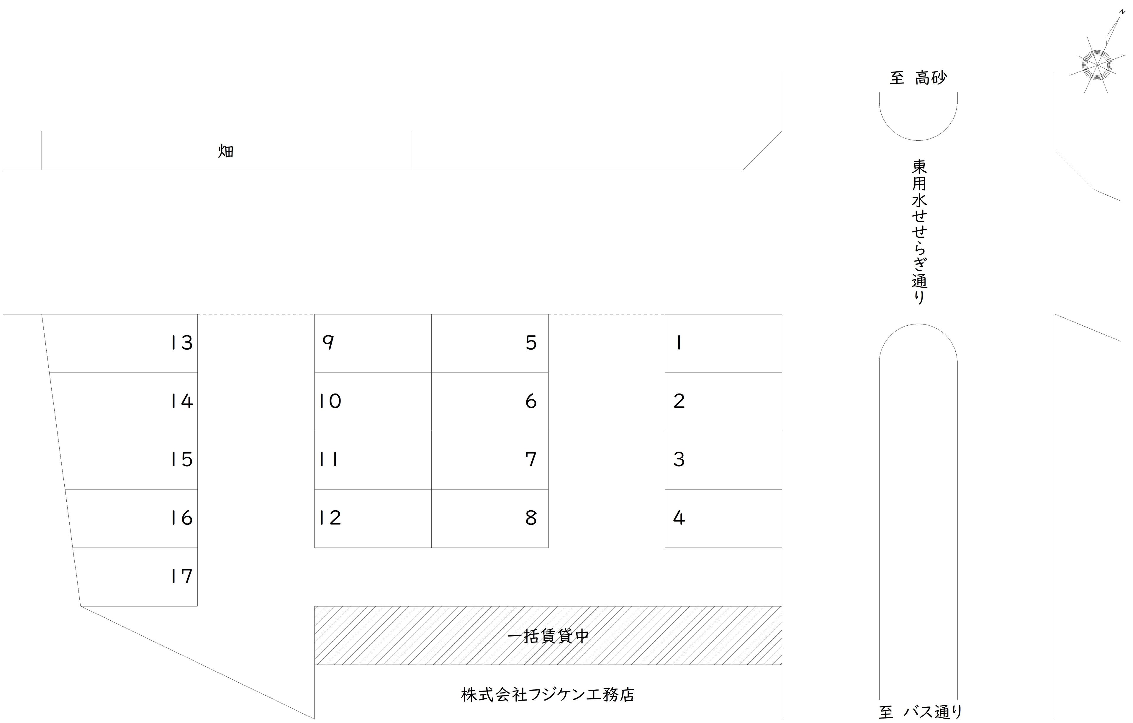 細田3-18 駐車場の駐車配置図