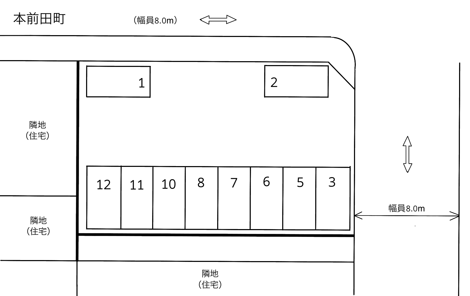 本前田町の駐車配置図