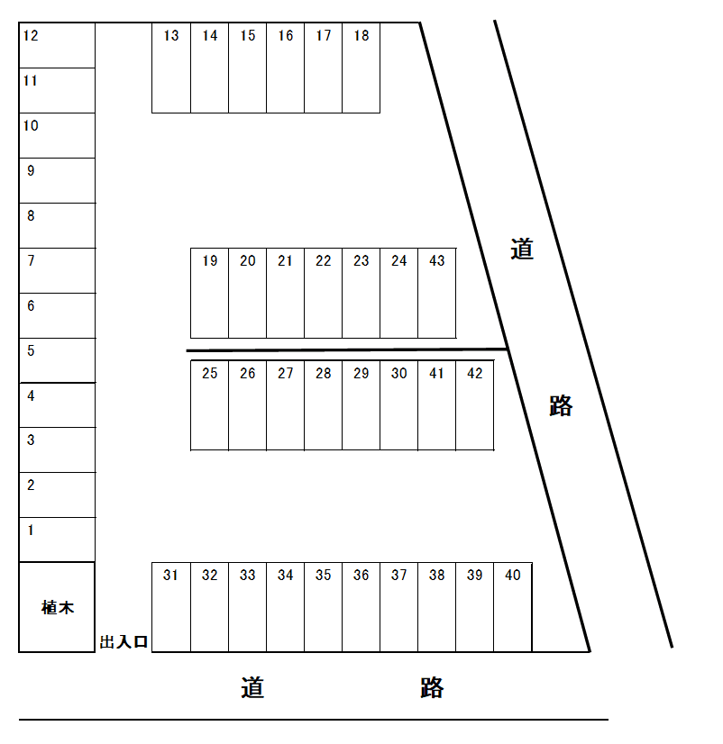 サンライフネモト月極駐車場の駐車配置図