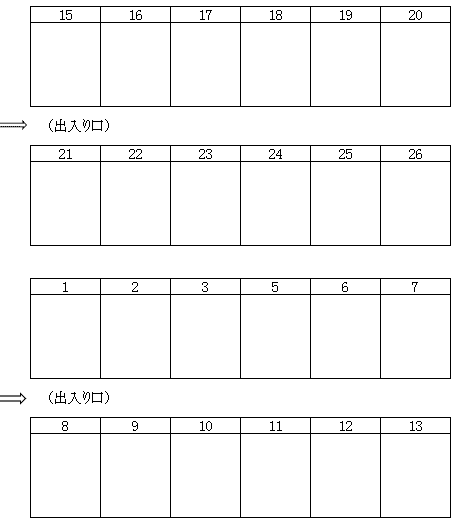織田第2駐車場の駐車配置図