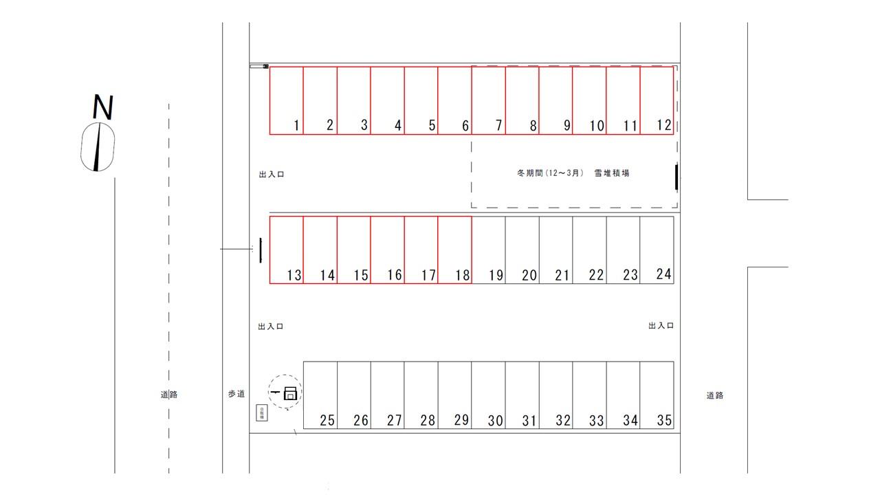 Dパーキング北38条東20丁目第1の駐車配置図