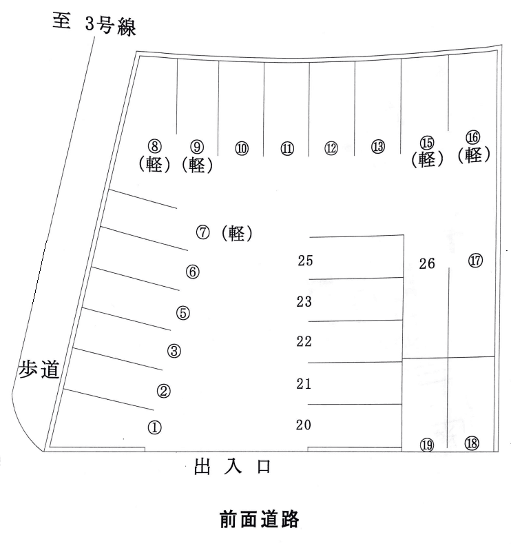 陣山村上パーキングの駐車配置図
