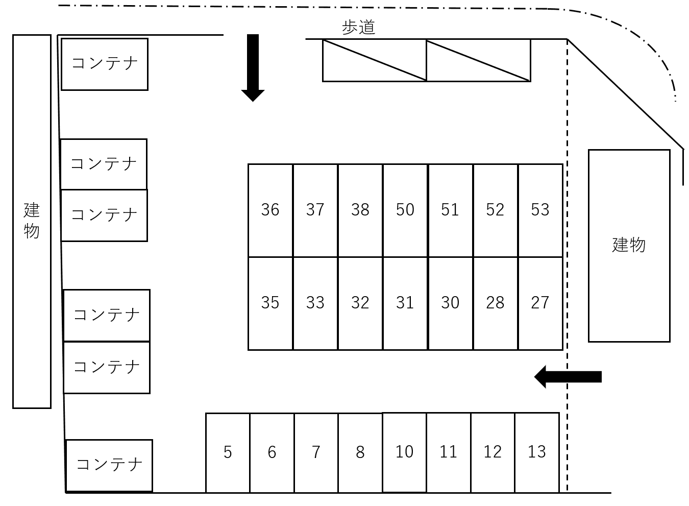 北条パーキングの駐車配置図