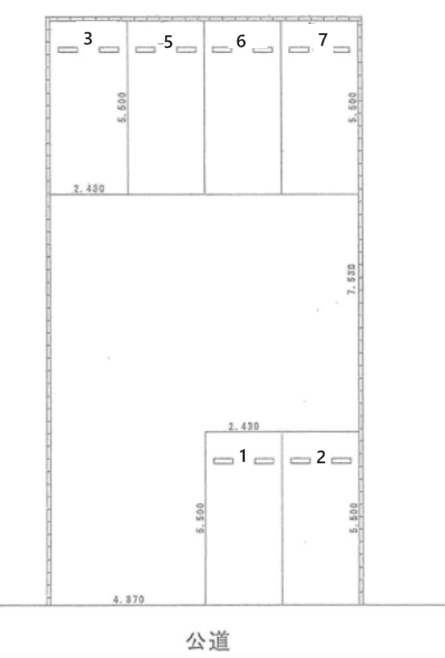 平戸橋町下井畑月極駐車場の駐車配置図