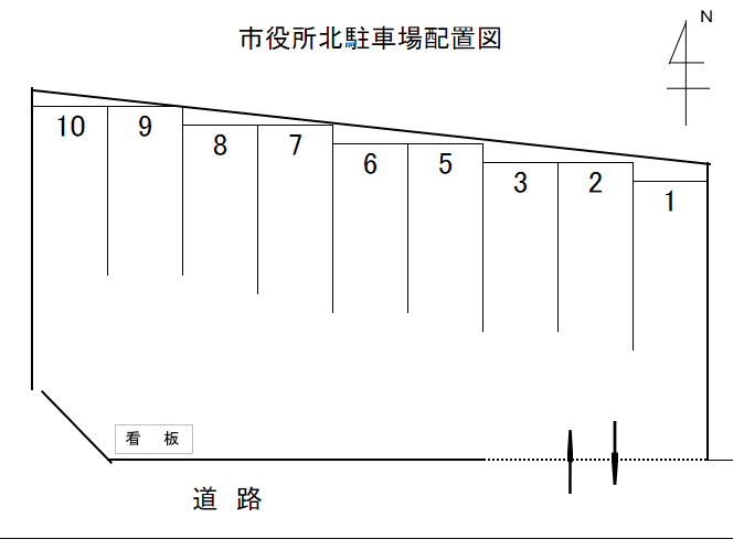 市役所北駐車場の駐車配置図