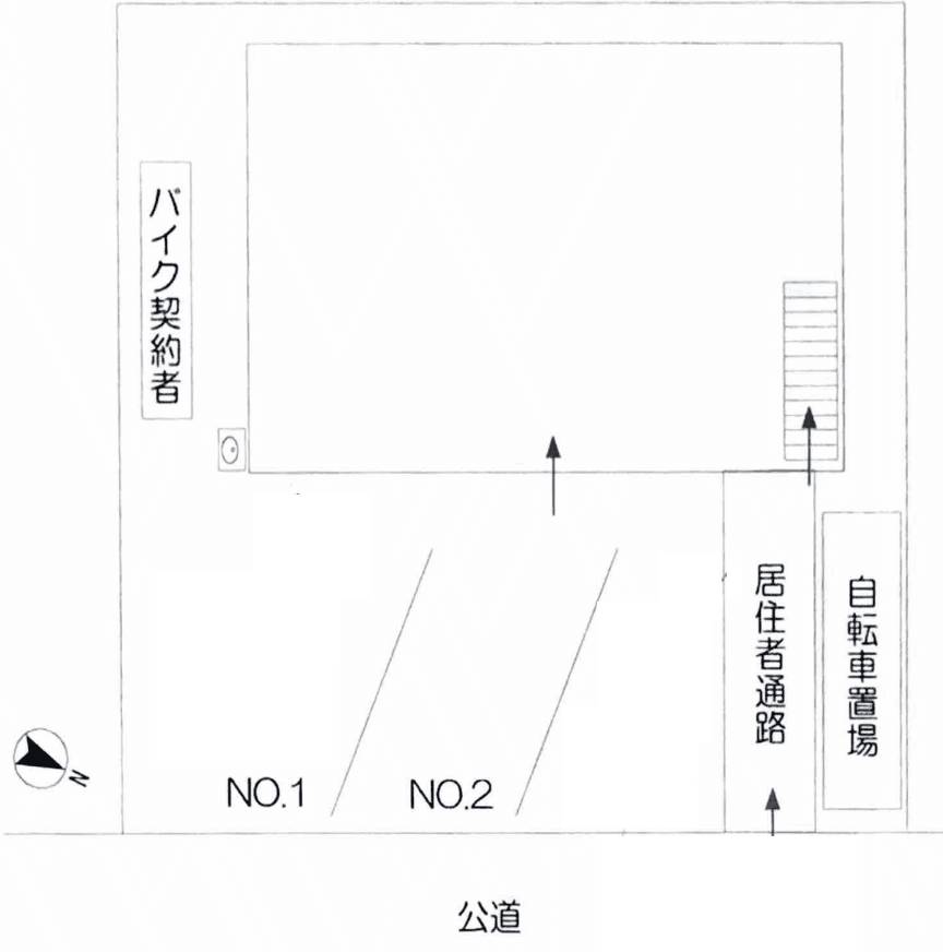 平成コーポ敷地内駐車場の駐車配置図