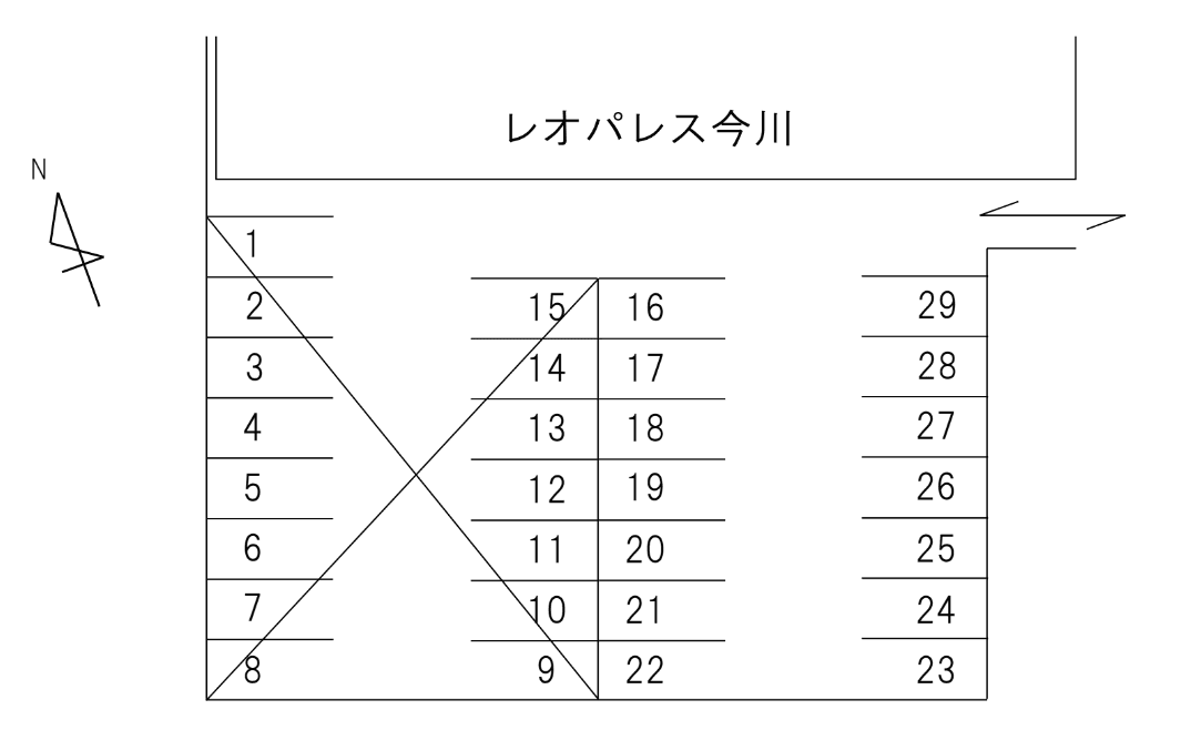 TP013 今川御堂東M - Touchiの駐車配置図
