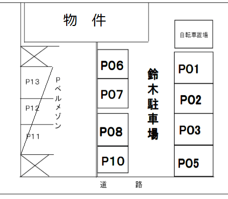 鈴木駐車場の駐車配置図