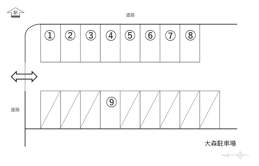 大森駐車場の駐車配置図