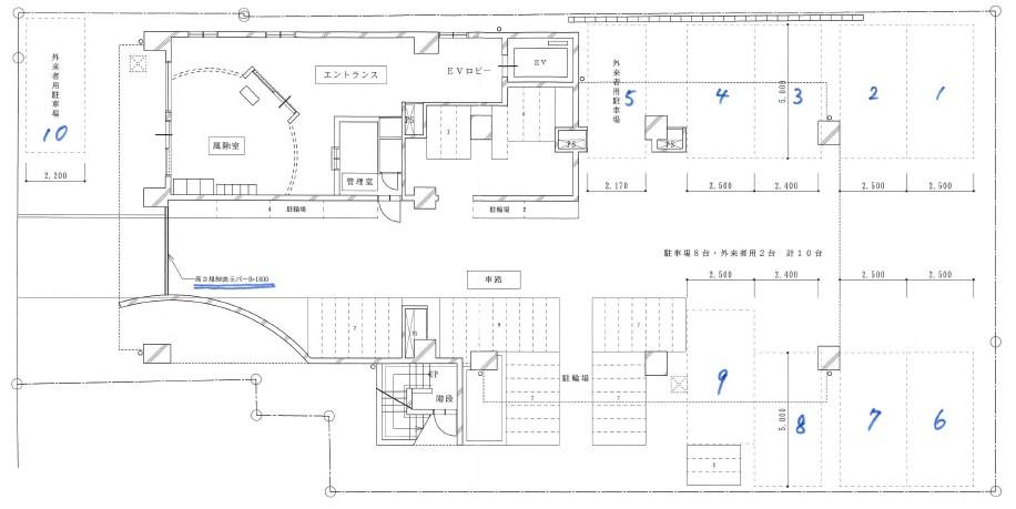 Uni E’terna 京都壬生の駐車配置図