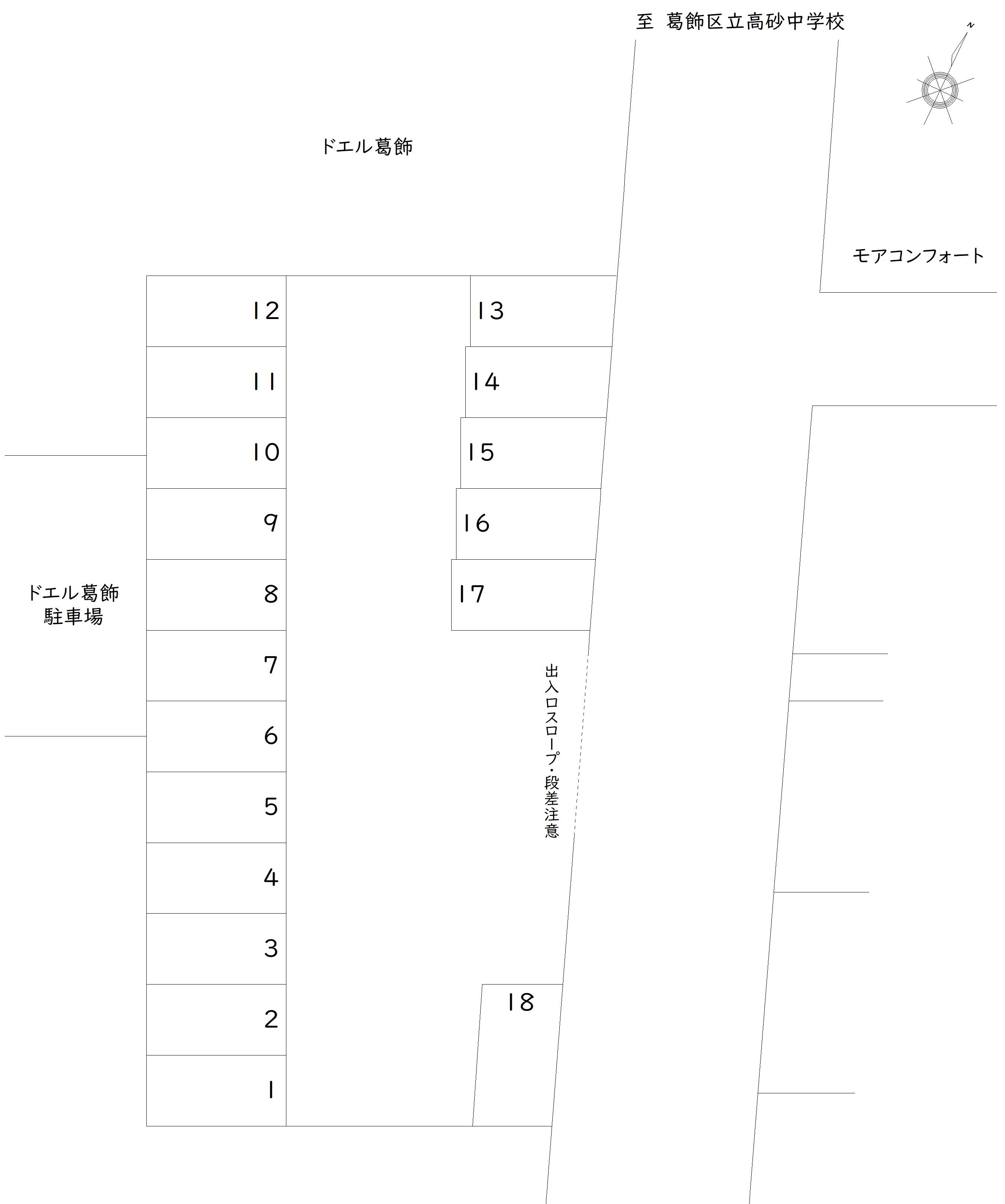 細田4-11 駐車場の駐車配置図