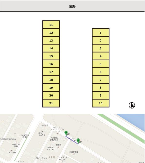大在月極駐車場の駐車配置図