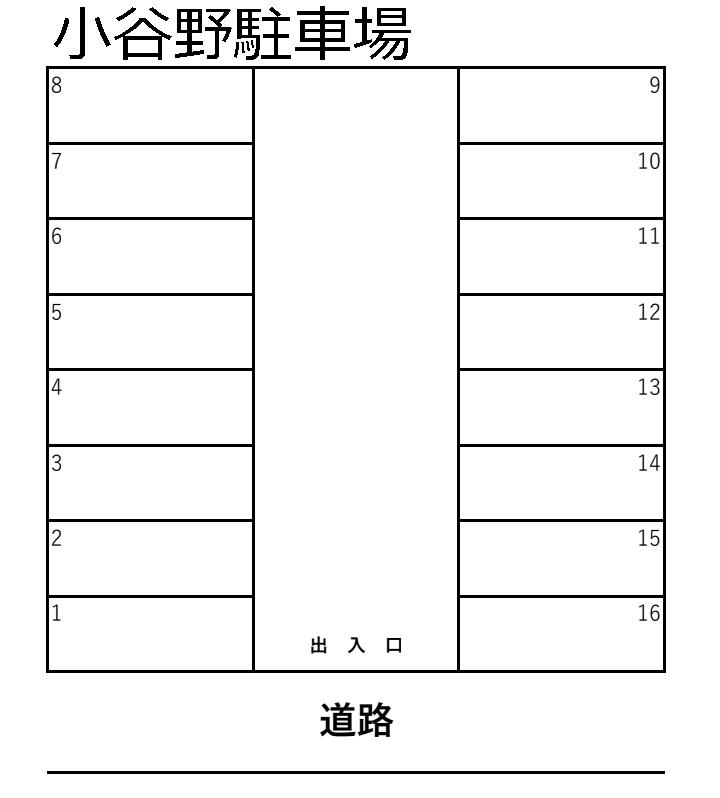 小谷野駐車場の駐車配置図