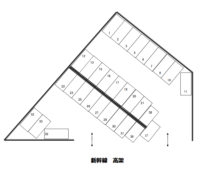 林(牛ヶ瀬)ガレージの駐車配置図