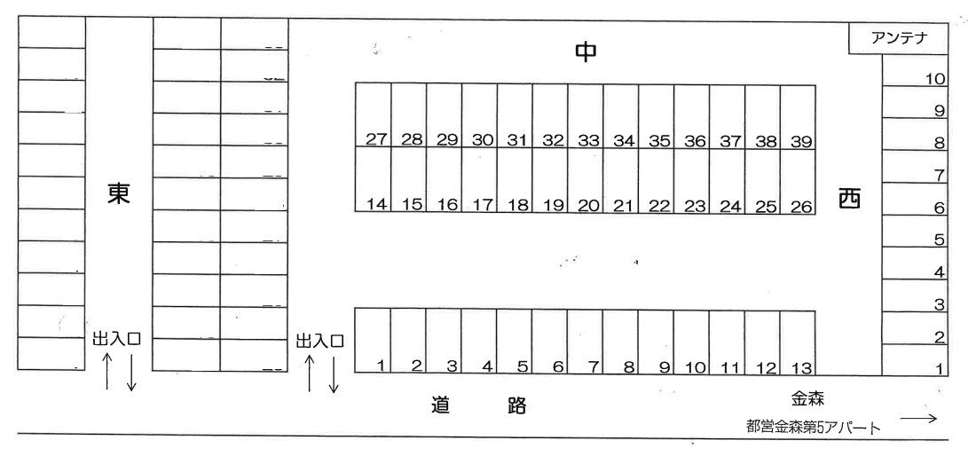 大貫第1駐車場中の駐車配置図