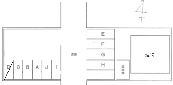 FKパラシオン北田の駐車配置図
