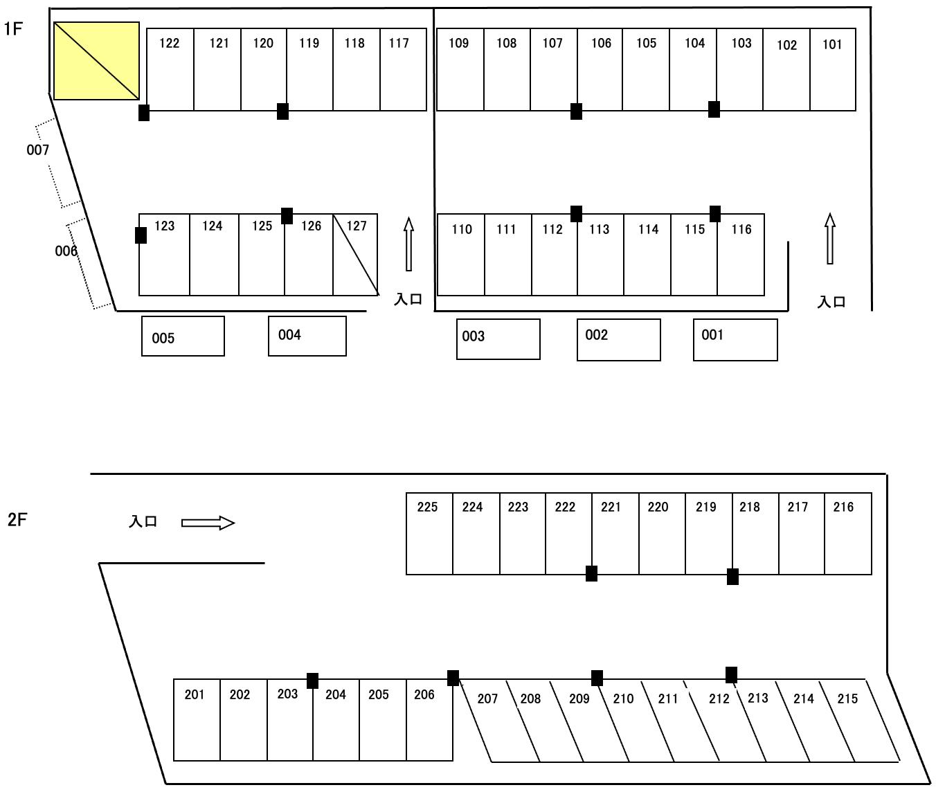 観音崎駐車場の駐車配置図