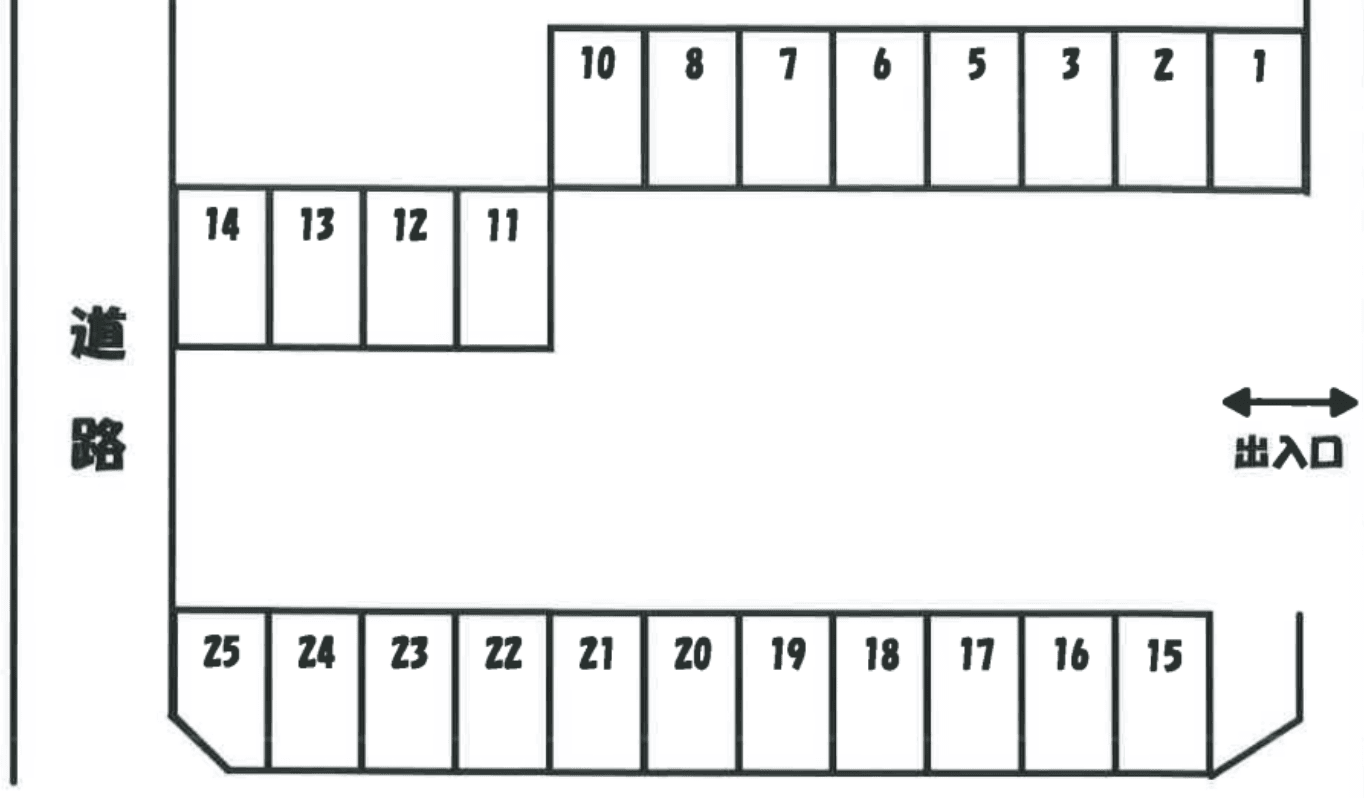 塚越第2駐車場の駐車配置図