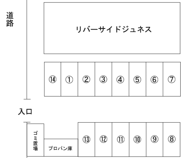 リバーサイドジュネス駐車場の駐車配置図