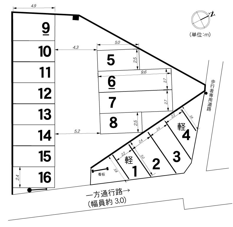 ホットハウス南錦町パーキングの駐車配置図