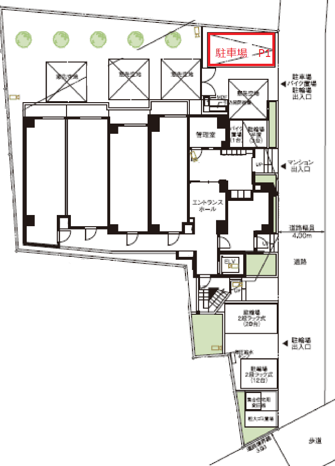 ブライズ雪谷大塚の駐車配置図
