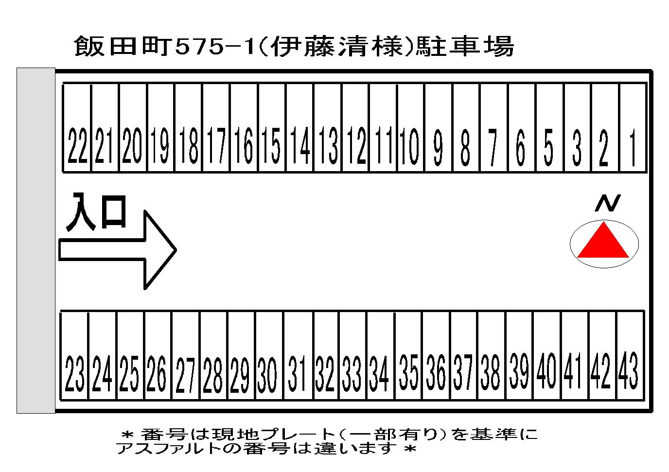 飯田町575-1(伊藤清様)駐車場の駐車配置図