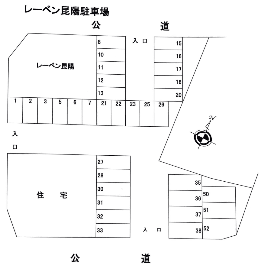 レーベン昆陽駐車場の駐車配置図