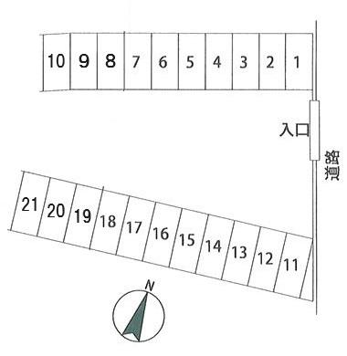 久保木駐車場の駐車配置図