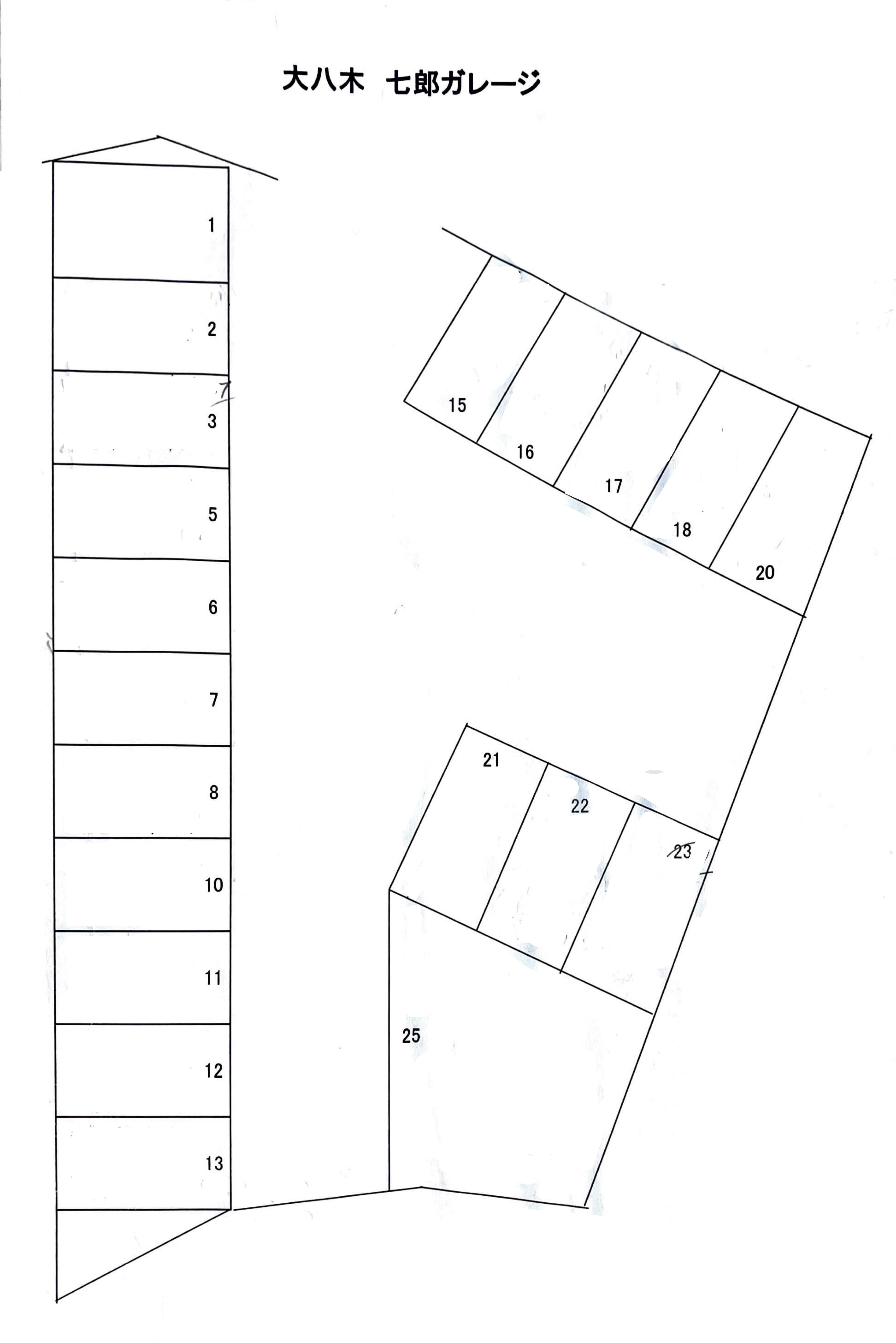 大八木ガレージの駐車配置図
