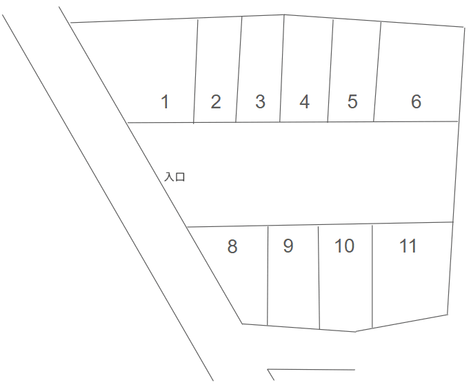 横砂西町1107-3駐車場の駐車配置図