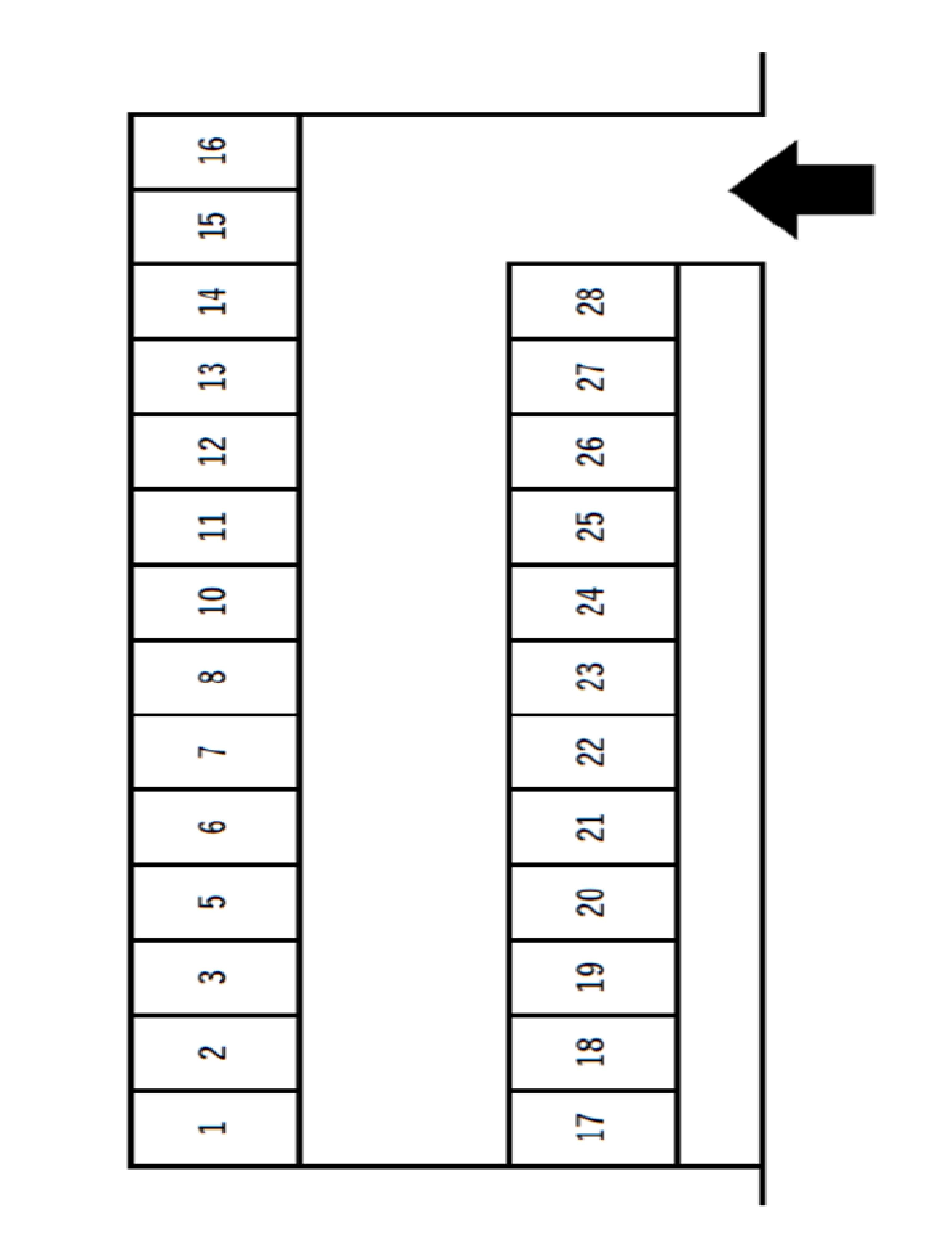 葛が谷公園第1駐車場の駐車配置図
