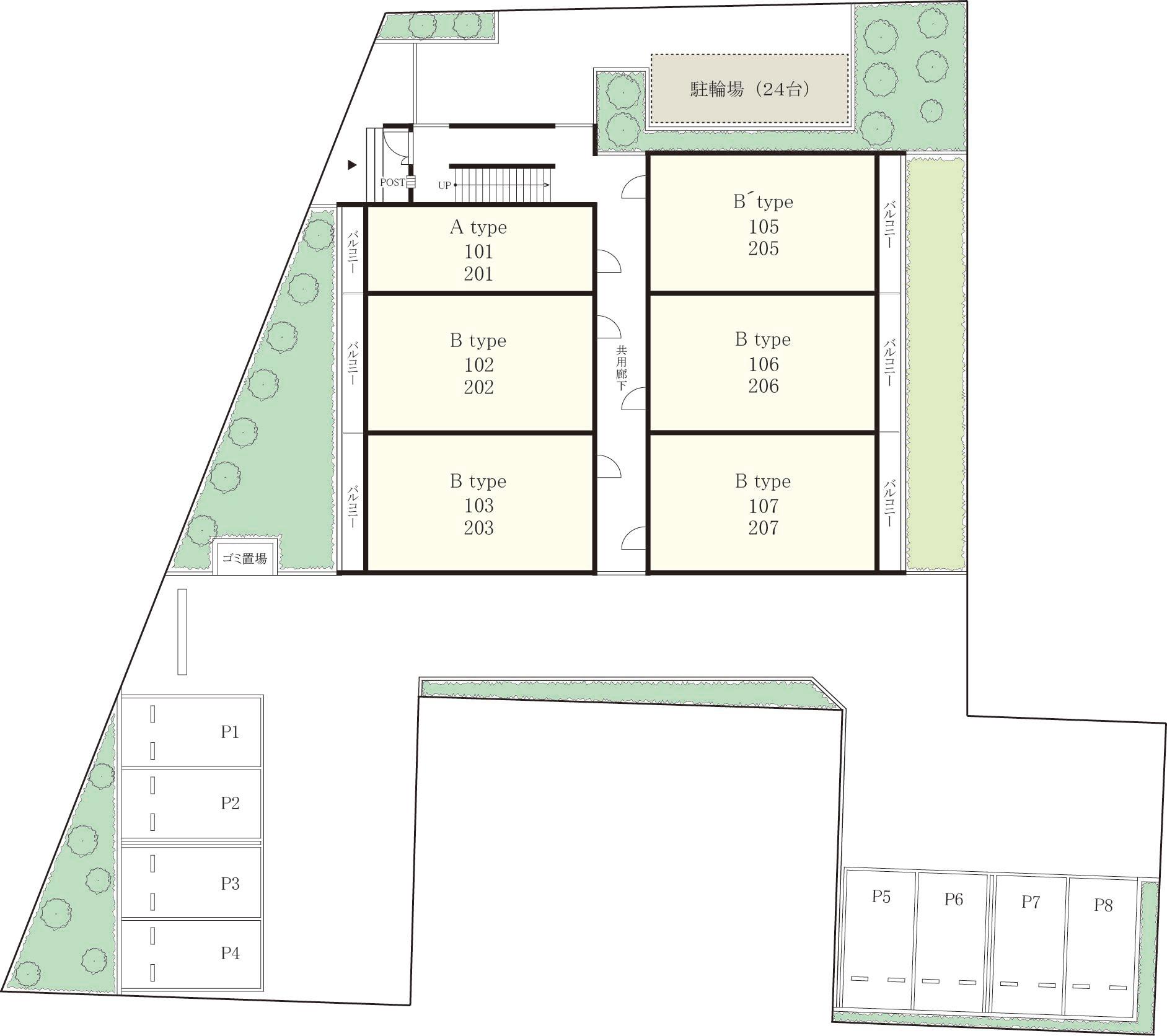 リブリ・プロムナード駐車場の駐車配置図