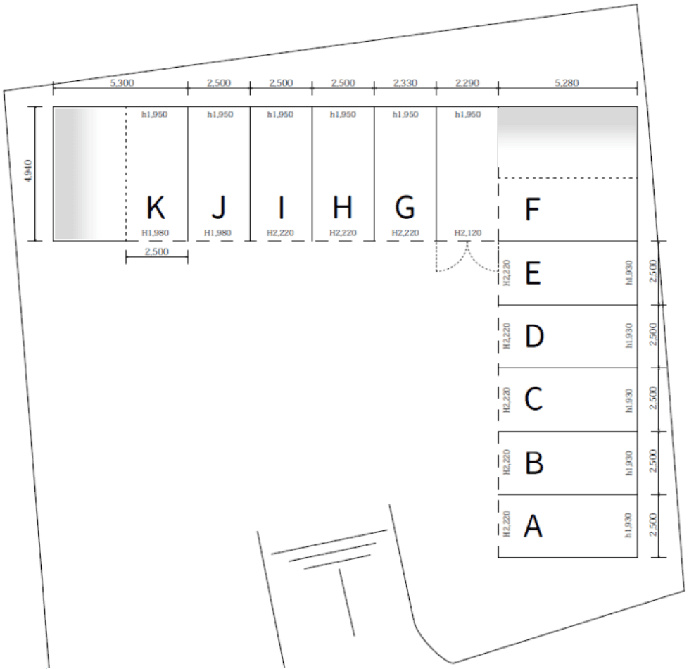 秦西駐車場の駐車配置図