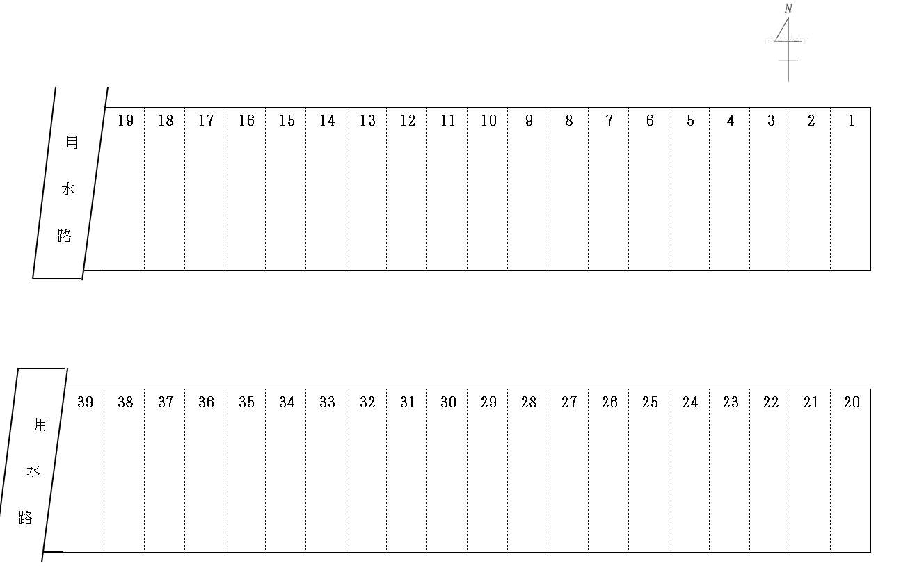 一番割月極駐車場の駐車配置図