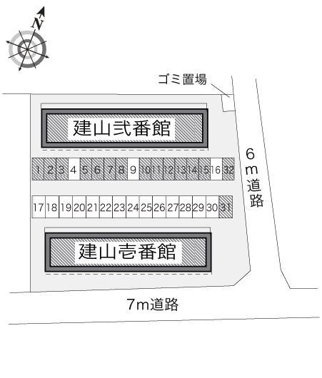 建山弐番館(10466)の駐車配置図