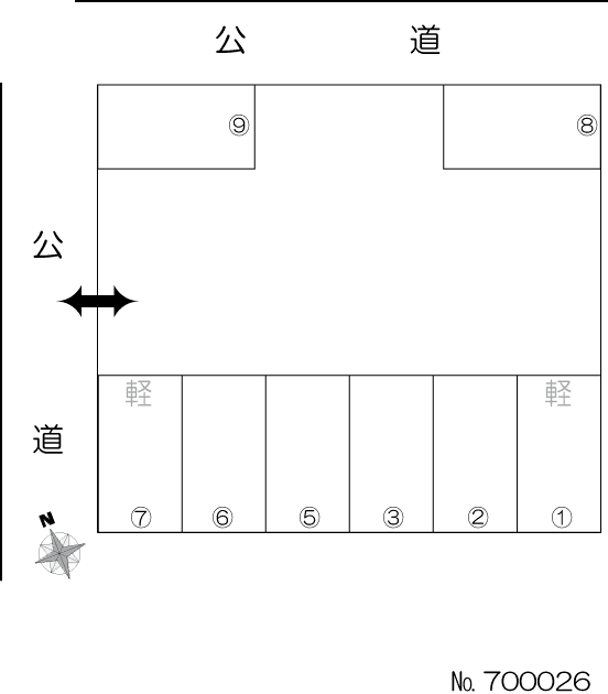西山町二丁目(山本)駐車場の駐車配置図