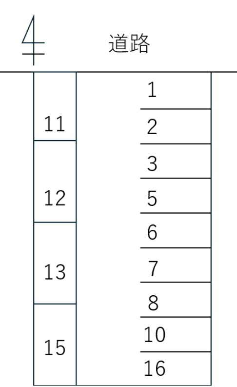 093中島新町3丁目の駐車配置図