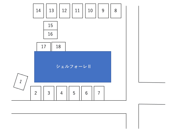 シェルフォーレⅢ駐車場の駐車配置図