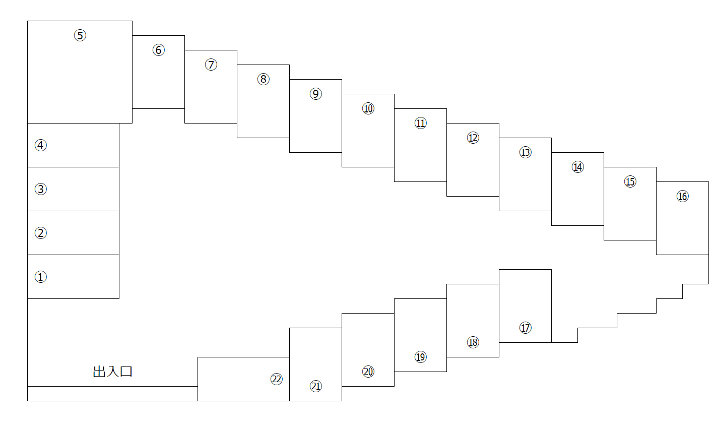 鈴鹿市野辺二丁目 月極駐車場の駐車配置図